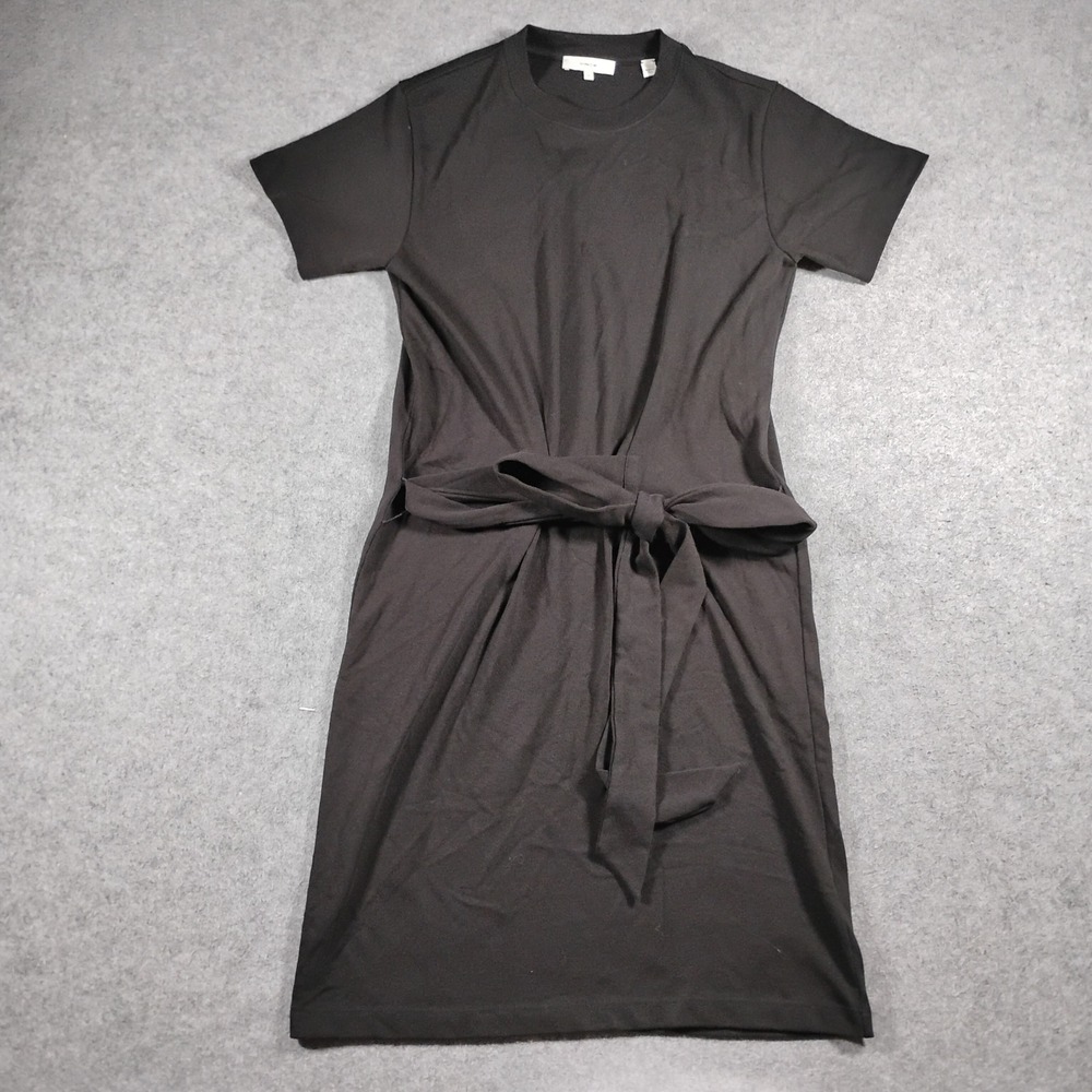 Vince Womens Black Cotton Short Sleeve Crewneck Tie Front Waist T-Shirt Dress XS